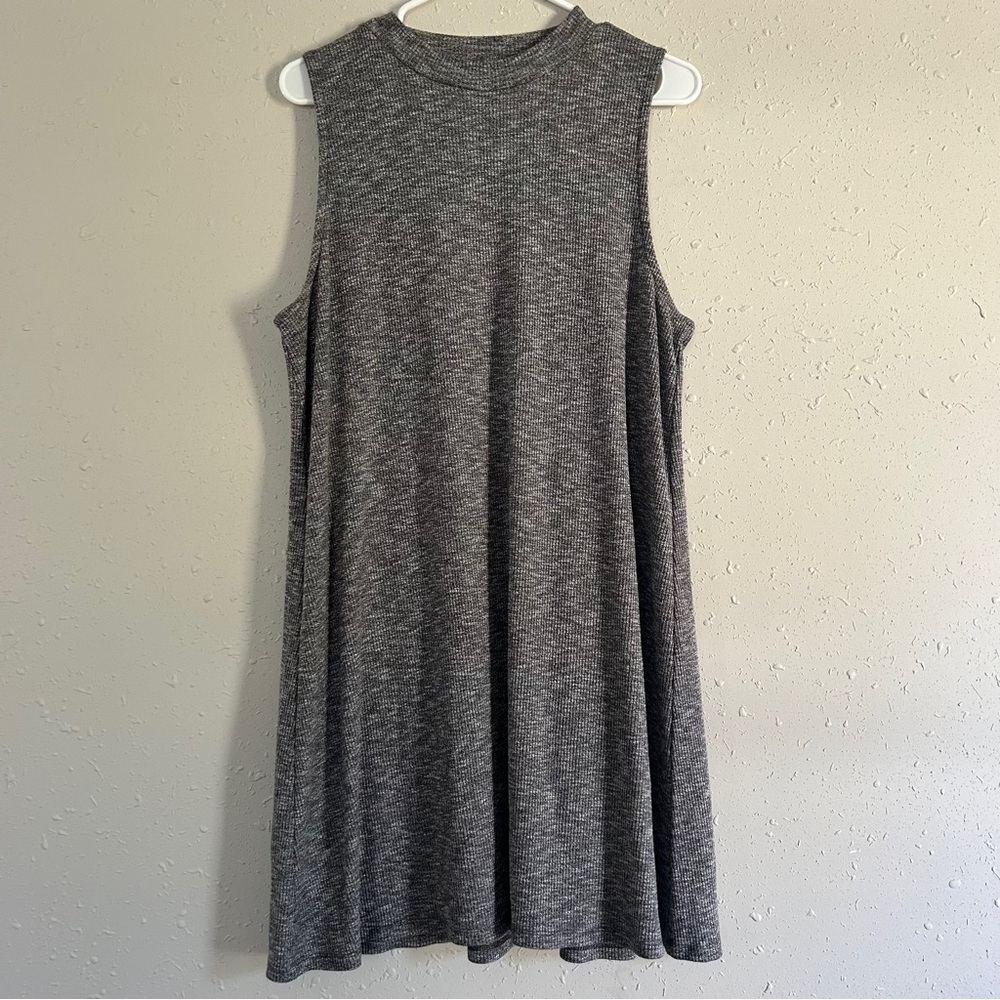 Madewell Marled Grey Mockneck Sweater Dress Sleeveless Casual Ribbed Summer XL